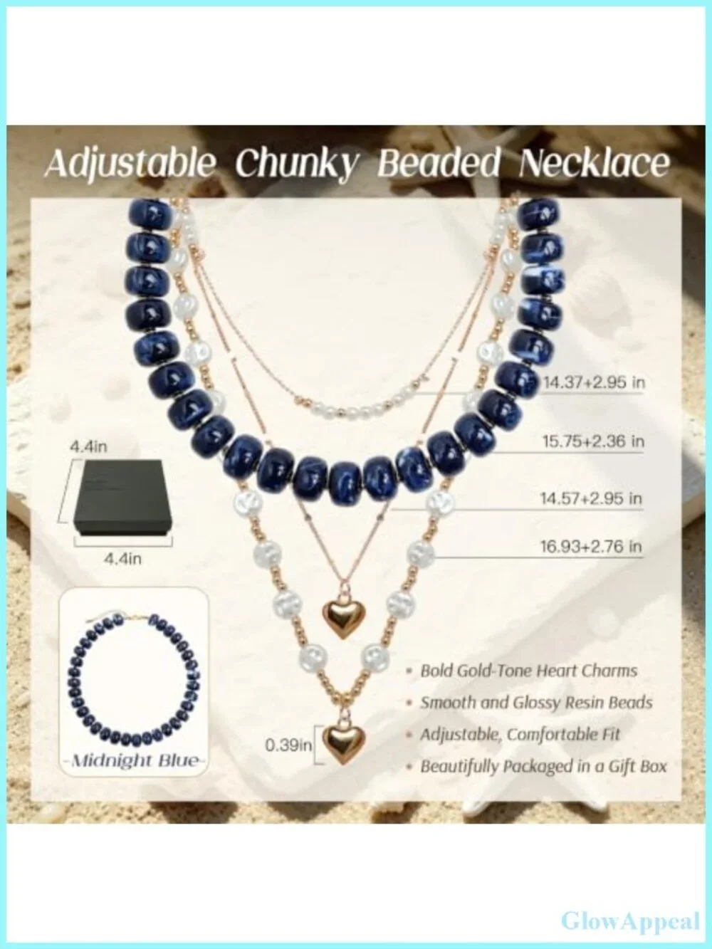 Layered Beaded Necklace Set Resin Beads Brass Gold-Tone Charms Boho Statement